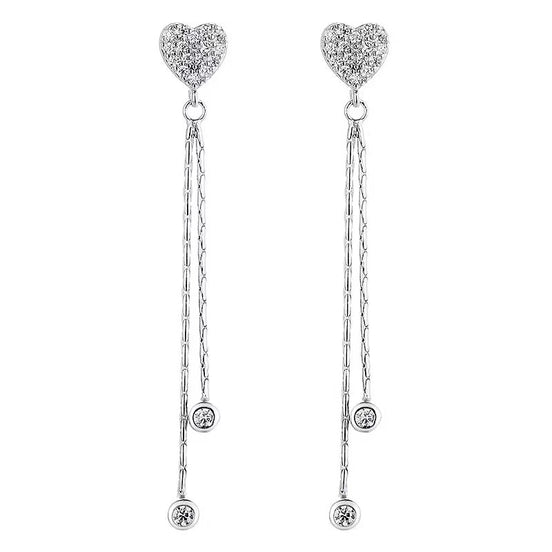 Heart Tassel S925 Sterling Silver Earring