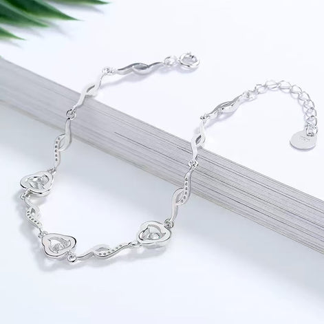 Interlocking Blue Zircon S925 Sterling Silver Bracelet