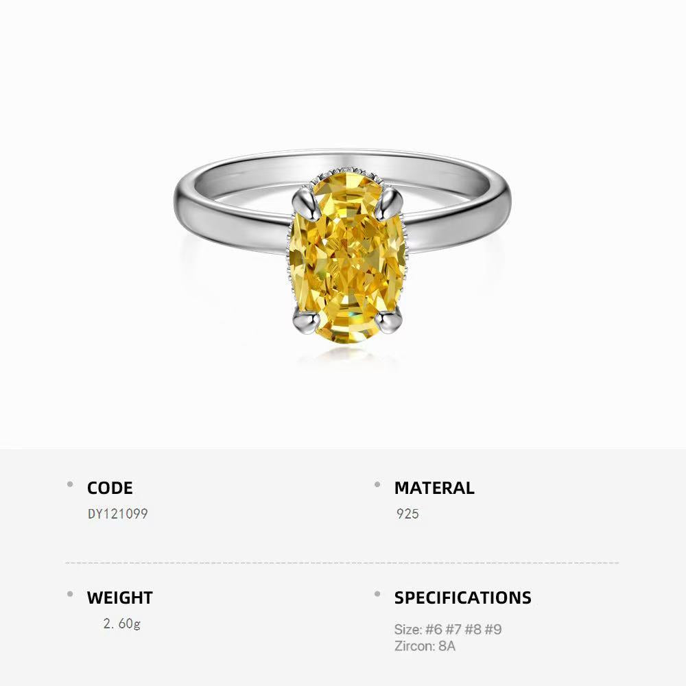 8A Zircon S925 Sterling Silver Oval Ring