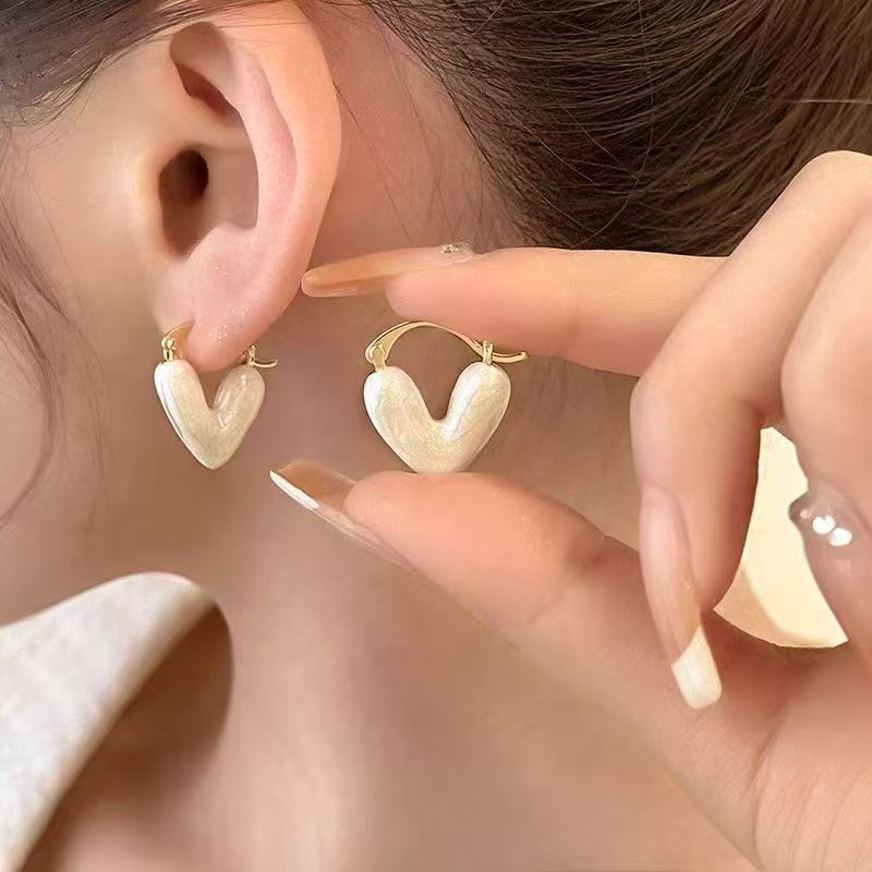 Enamel Glaze Love Heart Earring