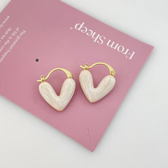 Enamel Glaze Love Heart Earring