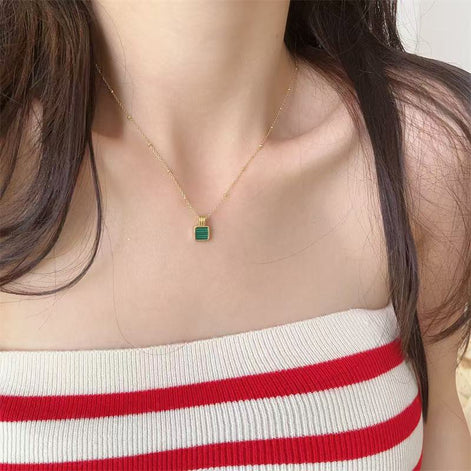 Square Malachite Necklace