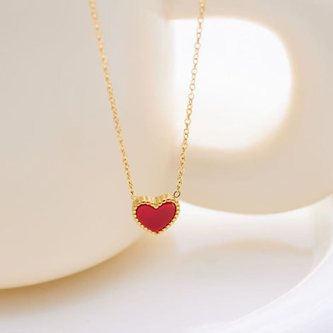 Red Agate Love Heart Design Necklace