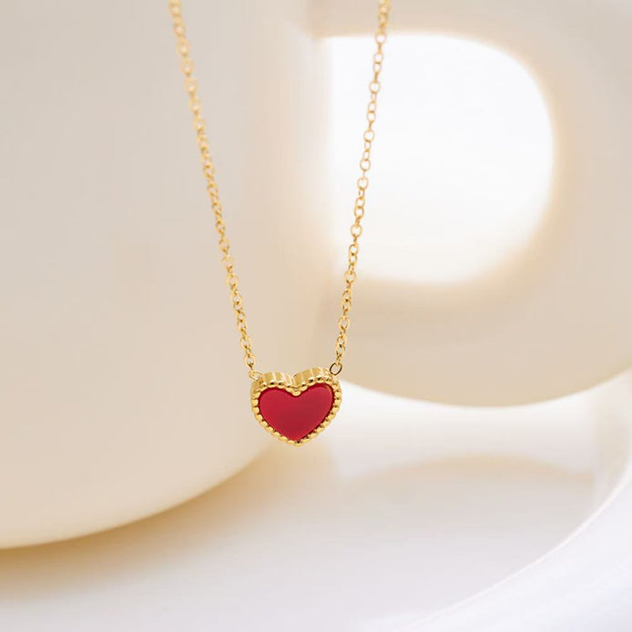 Red Agate Love Heart Design Necklace