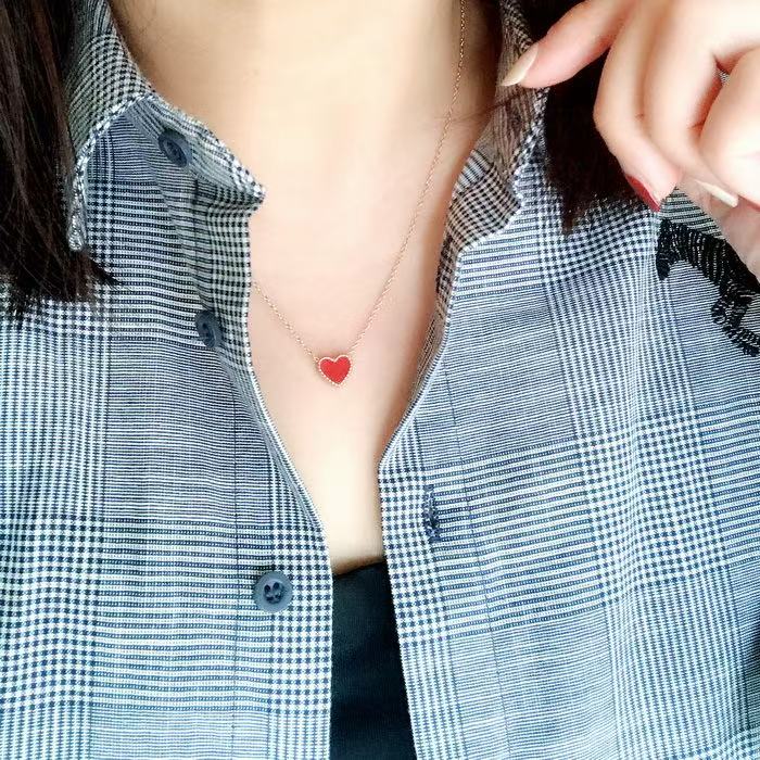 Red Agate Love Heart Design Necklace