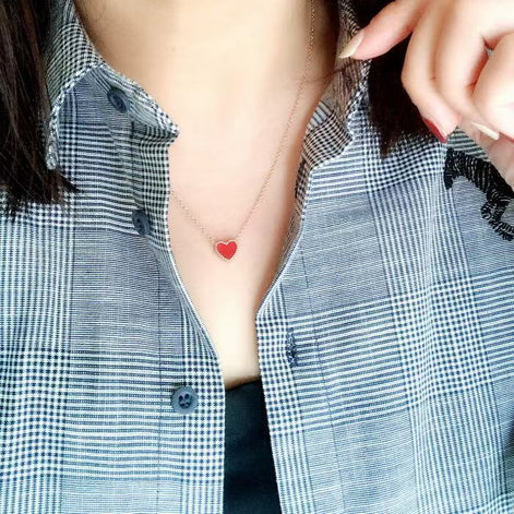 Red Agate Love Heart Design Necklace