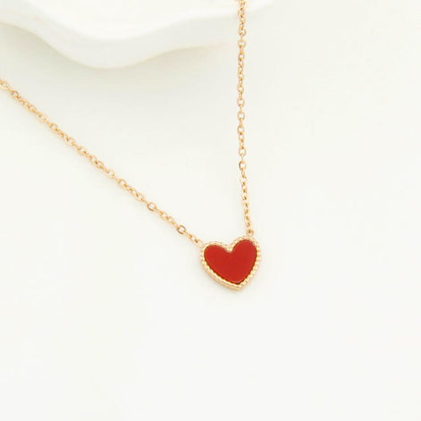 Red Agate Love Heart Design Necklace