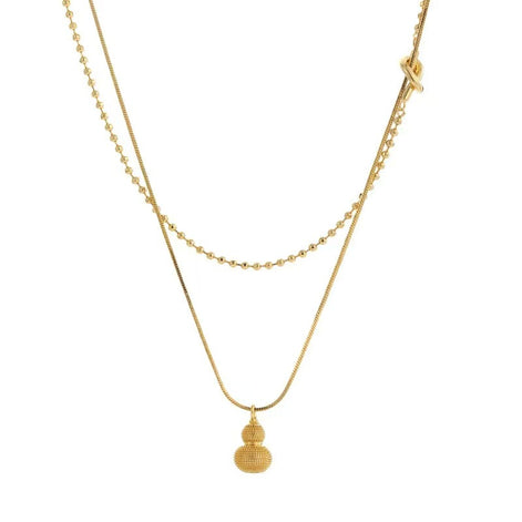 Gourd Pendant Design Double-layer Chain Stacking Necklace