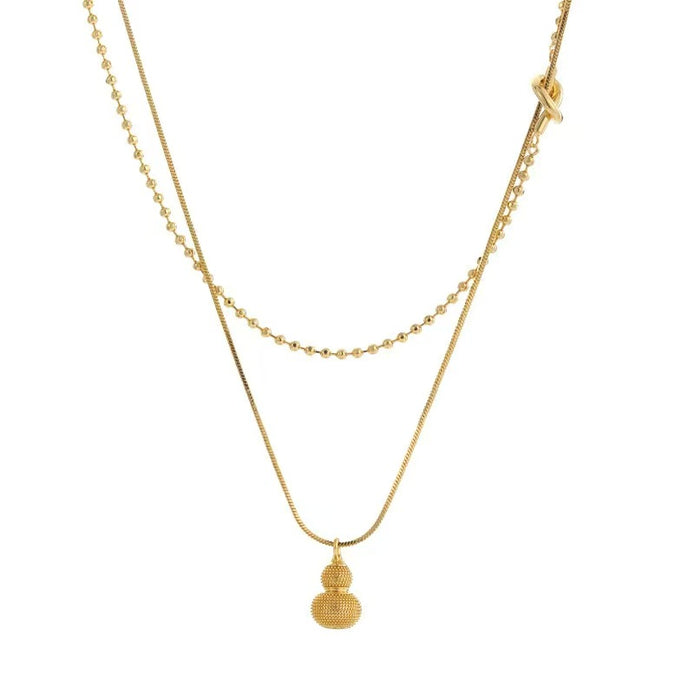 Gourd Pendant Design Double-layer Chain Stacking Necklace