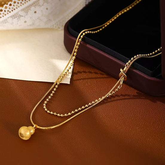 Gourd Pendant Design Double-layer Chain Stacking Necklace