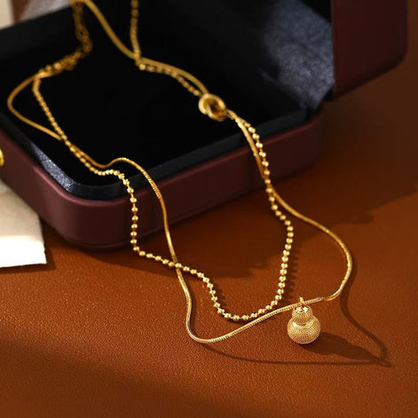 Gourd Pendant Design Double-layer Chain Stacking Necklace