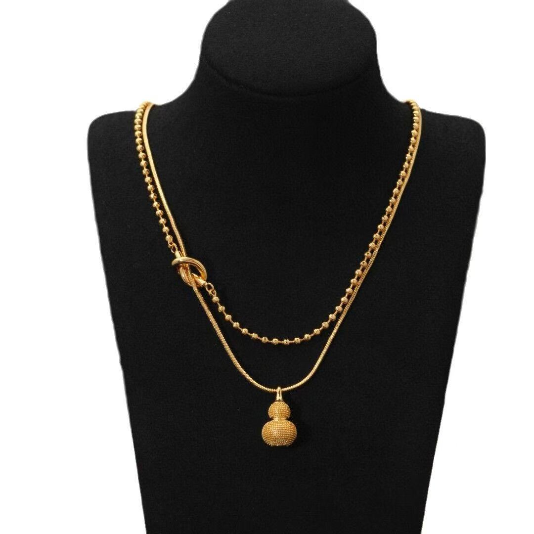 Gourd Pendant Design Double-layer Chain Stacking Necklace