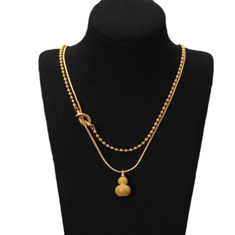 Gourd Pendant Design Double-layer Chain Stacking Necklace