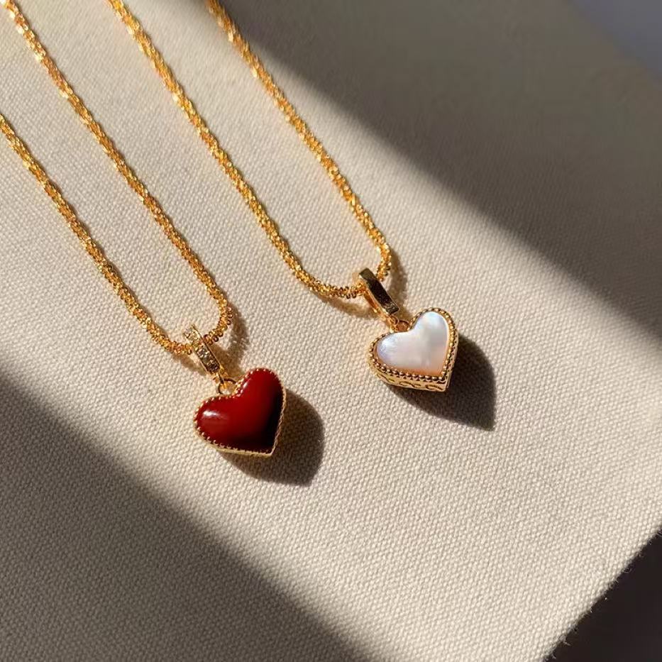 Two-sided Design Style Love Heart Pendant Necklace