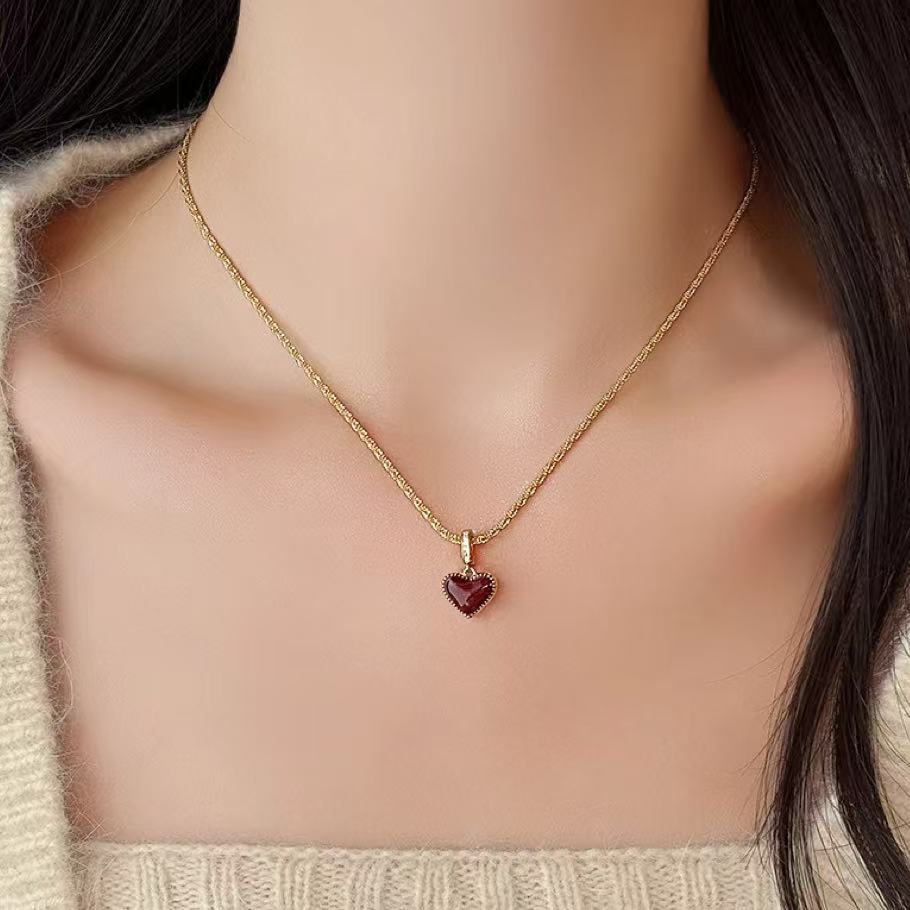 Two-sided Design Style Love Heart Pendant Necklace