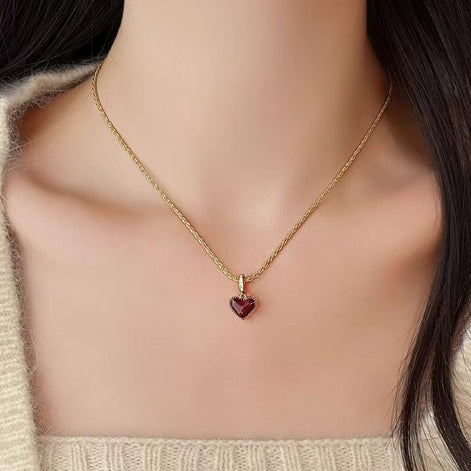 Two-sided Design Style Love Heart Pendant Necklace