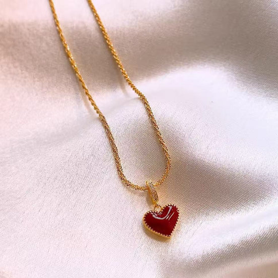 Two-sided Design Style Love Heart Pendant Necklace