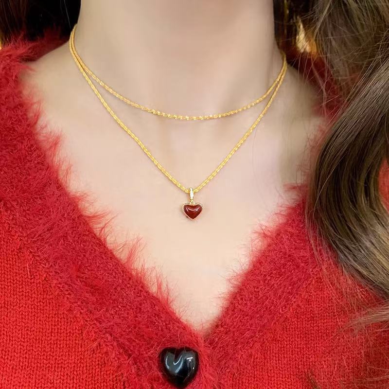 Two-sided Design Style Love Heart Pendant Necklace