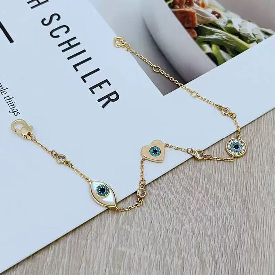 White Shell Evil Eye Bracelet