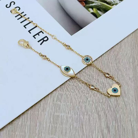White Shell Evil Eye Bracelet