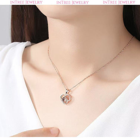 Heart Design Projection S925 Sterling Silver Necklace