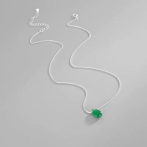 Water-Drop Design Agate Pendant S925 Necklace