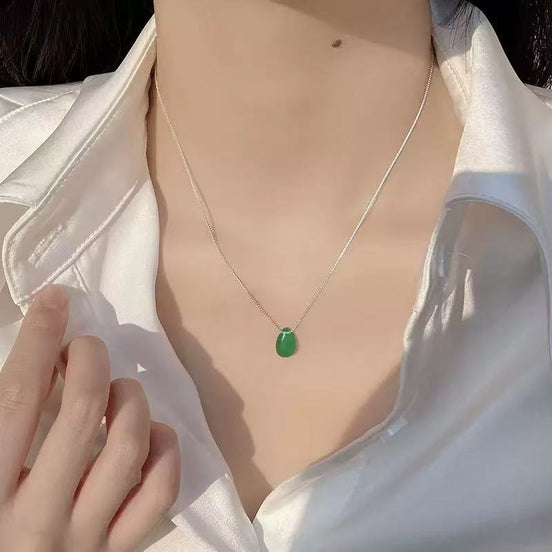 Water-Drop Design Agate Pendant S925 Necklace