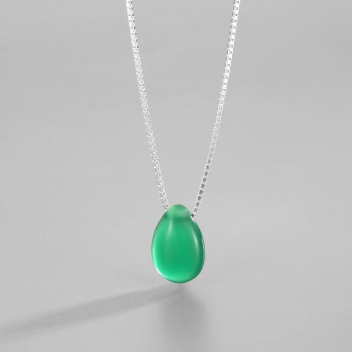 Water-Drop Design Agate Pendant S925 Necklace