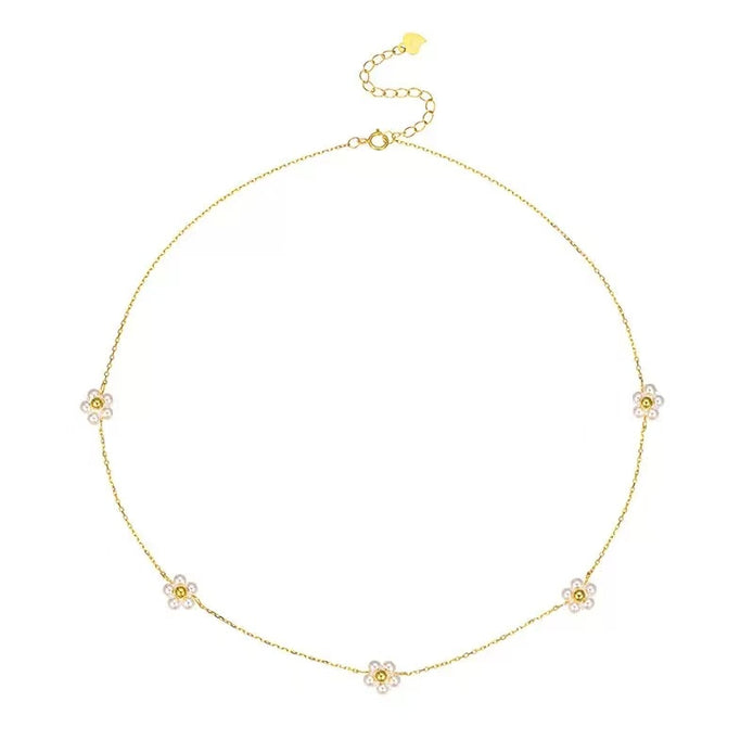 Flower Design S925 Pearl Necklace