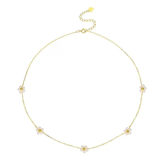 Flower Design S925 Pearl Necklace
