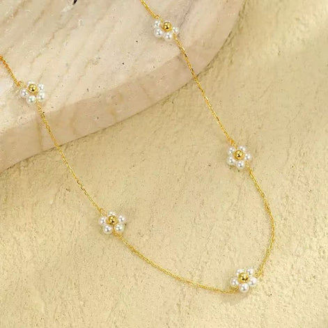 Flower Design S925 Pearl Necklace