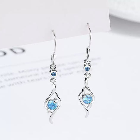 Blue Zircon S925 Sterling Silver Earring