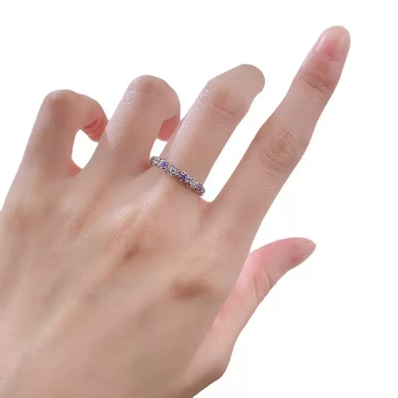 In-line Diamond Design S925 Sterling Silver Ring