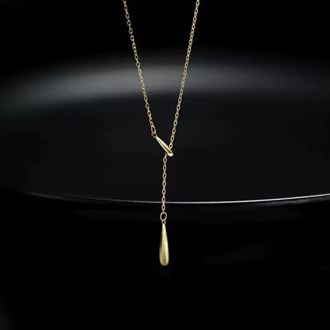 Tassel Design Teardrop Pendant S925 Sterling Silver Necklace