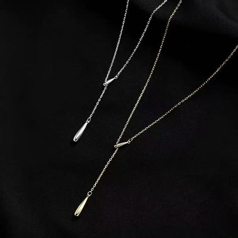 Tassel Design Teardrop Pendant S925 Sterling Silver Necklace