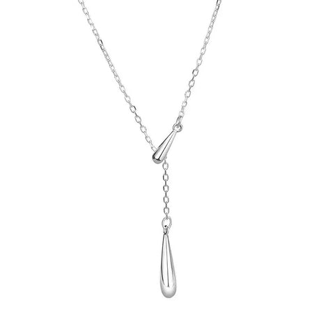 Tassel Design Teardrop Pendant S925 Sterling Silver Necklace