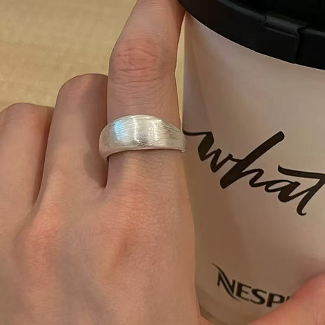 Brushed Design Minimalist Style S925 Sterling Silver Ring