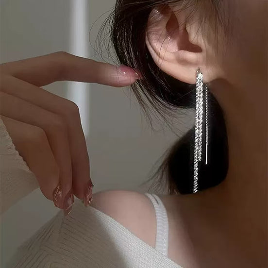 Sparkling Tassel Design S925 Sterling Silver Earring