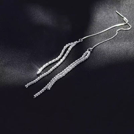 Sparkling Tassel Design S925 Sterling Silver Earring