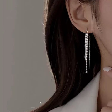 Sparkling Tassel Design S925 Sterling Silver Earring