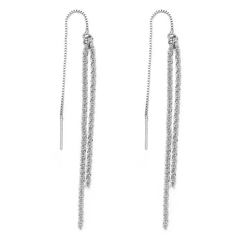 Sparkling Tassel Design S925 Sterling Silver Earring