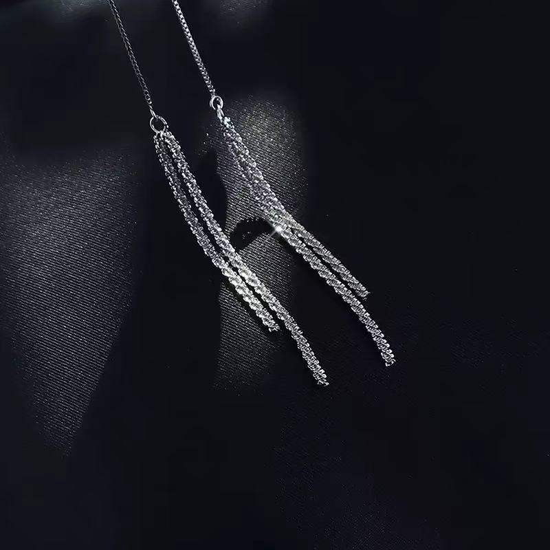 Sparkling Tassel Design S925 Sterling Silver Earring