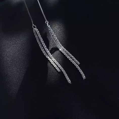 Sparkling Tassel Design S925 Sterling Silver Earring