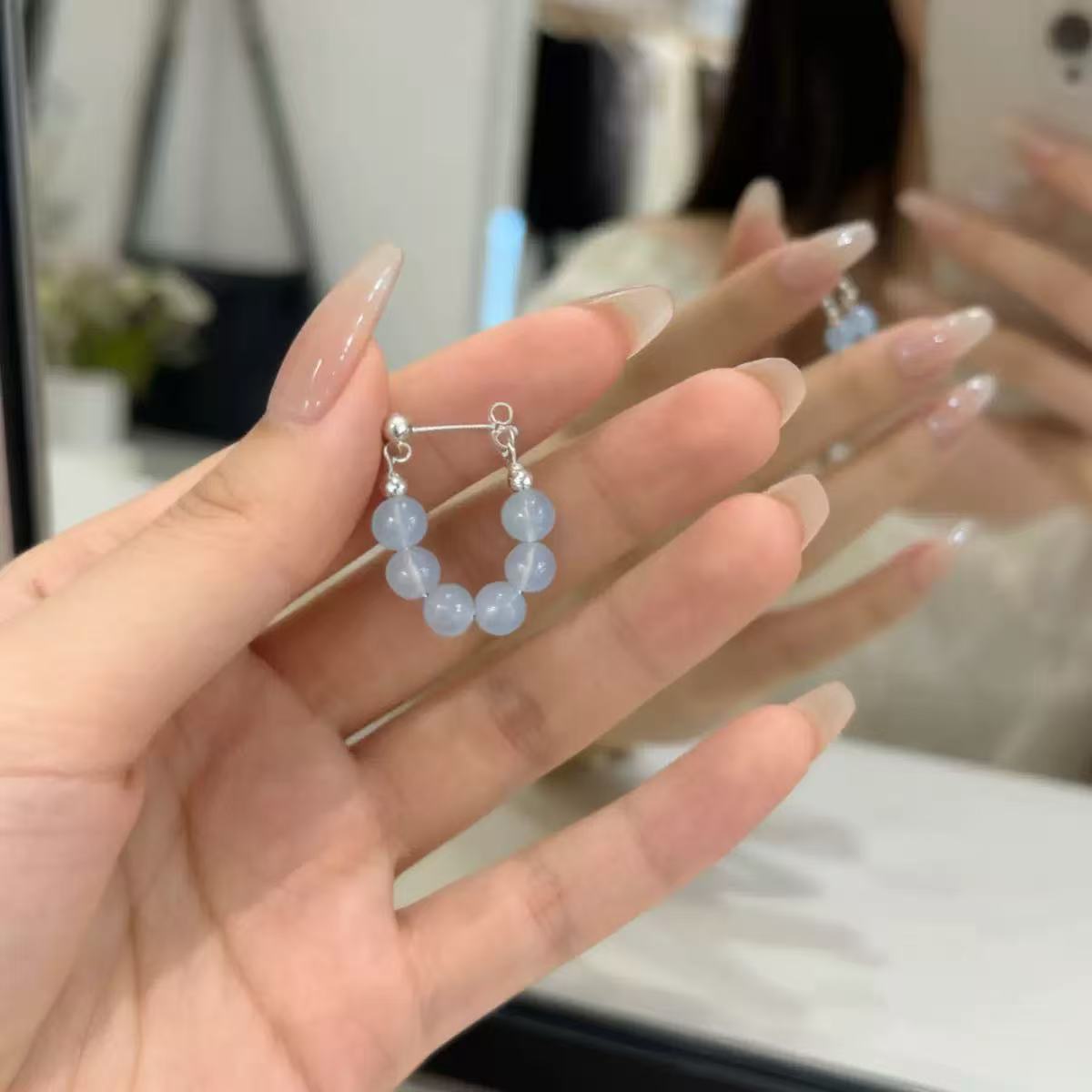 Natural Aquamarine S925 Sterling Silver Earring