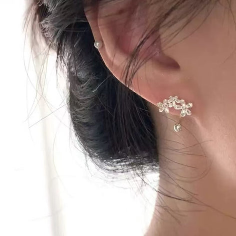 Three Flower Design S999 Silver Earring