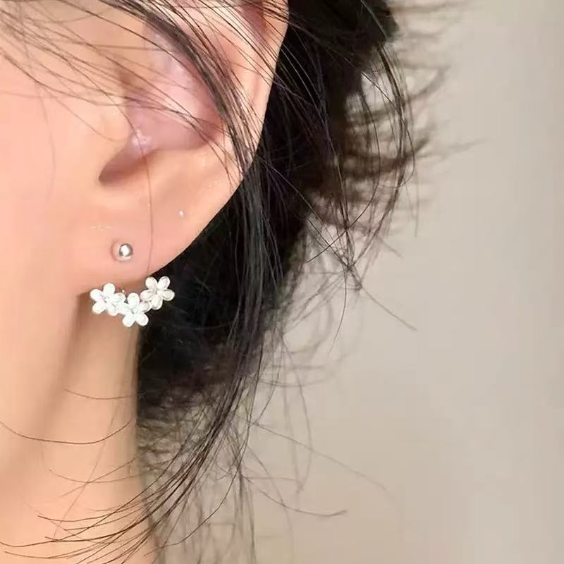 Three Flower Design S999 Silver Earring