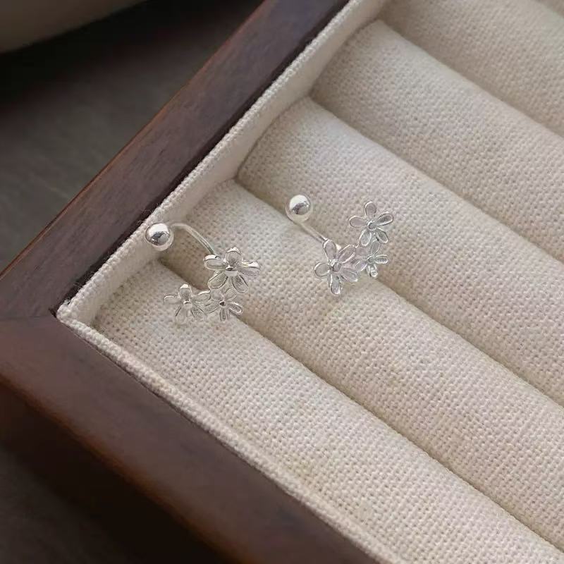 Three Flower Design S999 Silver Earring