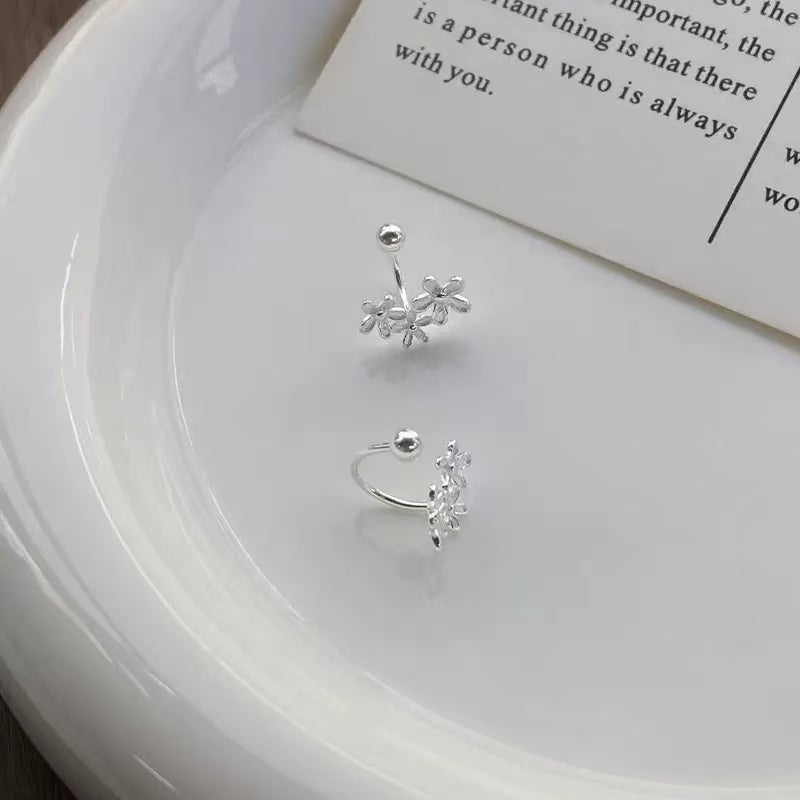 Three Flower Design S999 Silver Earring