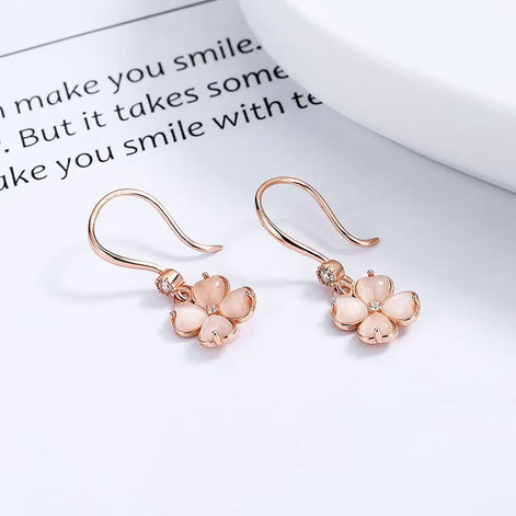 Rose Gold Four Leaf Clover Cat's Eye SET