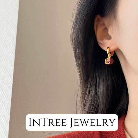 Red Pomegranate Necklace & Earring SET